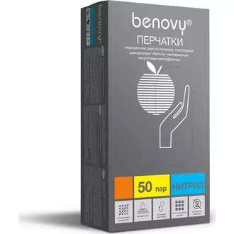 Benovy, Перчатки нитриловые М черные (50 пар)
