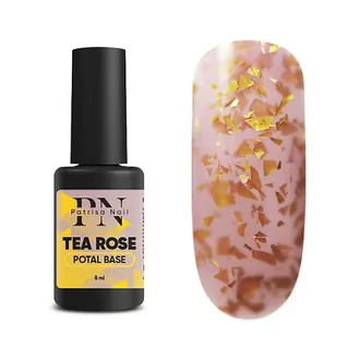 Patrisa, Potal Tea Rose Base - Каучуковая розовая база с золотой поталью (8 мл)