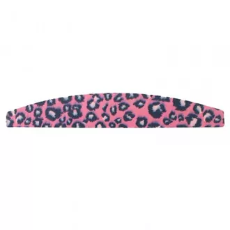 ruNail, Пилка-баф полукруглая, рисунок Розовый леопард - 100/180