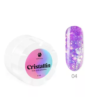 AdriCoco, Гель для дизайна Cristallin №04 Лиловый кристалл (5 мл)