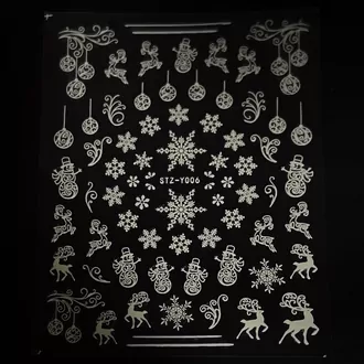 Zoo Nail Art, Наклейки снежинки флуоресцентные 1829