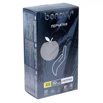 Benovy, Перчатки нитриловые - Черные XS (100 шт)