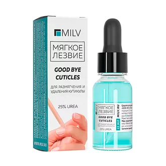 Milv, Средство для удаления ороговевшей кожи - Кератогель с мочевиной Good Bye Cuticles (15 мл) Milv, Средство для удаления ороговевшей кожи - Кератогель с мочевиной Good Bye Cuticles (15 мл)