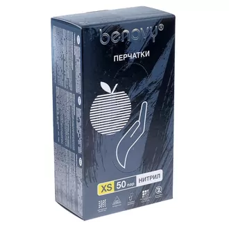 Benovy, Перчатки нитриловые - Чёрные XS (100 шт)